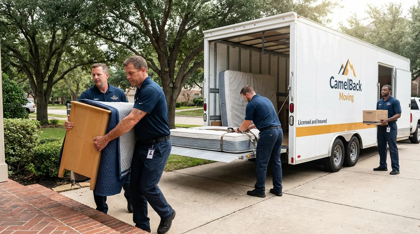 Crew loading residential truck for cross-state move from Punta Santiago, PR