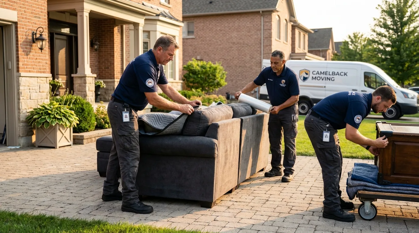 Large estate moving crew wrapping furniture in Punta Santiago, PR